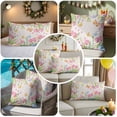 thumbnail image 5 of Easter Decorative Throw Pillow Covers 18x18 Inch Set of 2 Easter Eggs Home Decor Pillow Cases for Couch, Pink Tulip Floral Leaves Vintage Cushion Case for Living Room Bedroom Bed Car Chair, 5 of 9