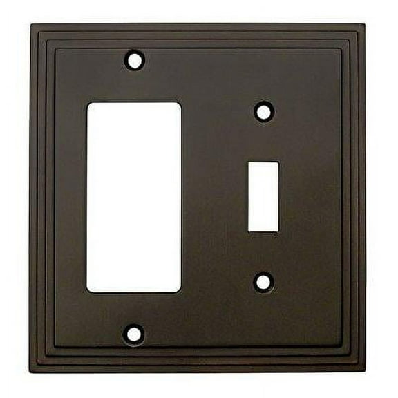 cosmas 25077-orb oil rubbed bronze single toggle / gfi decora rocker combo wall switch plate switchplate cover