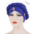 thumbnail image 5 of SPRING PARK Women Faux Pearls Flowers Twist pleated Hair Wrap stretch Turban Women's Head Wrap Cap Cover, 5 of 7