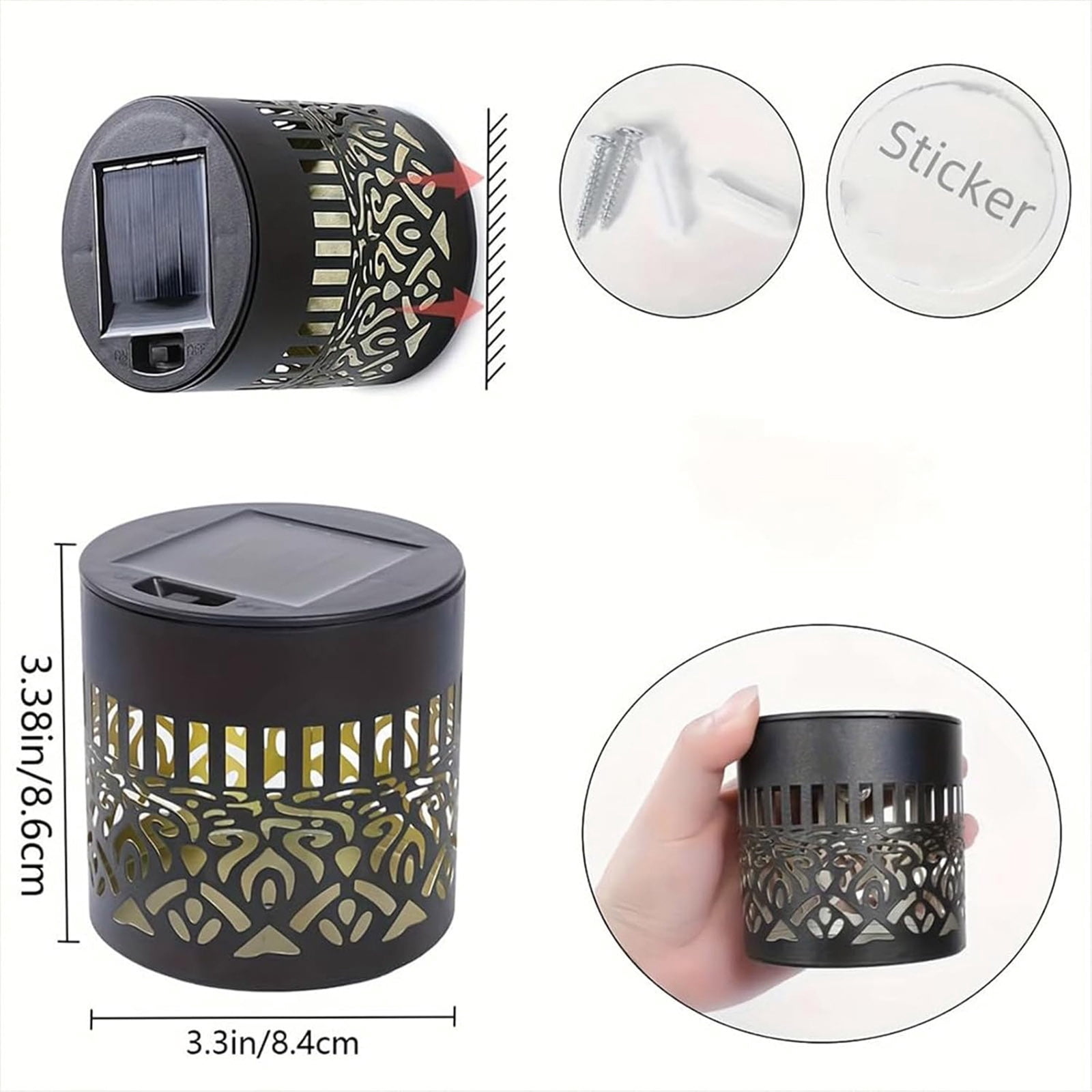 Decorative Solar Mandala Lights, Metal Solar Powered Outdoor Deck Step Wall Lights, Mandala Theme Waterproof Fence Light for Garden Post Patio Backyard Yard Decor