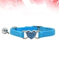 thumbnail image 4 of Collar ajustable con forma de corazón para gato, cadena para el cuello con decoración de diamantes de imitación y cascabel para gato, gatito o mascota (azul), 4 of 7