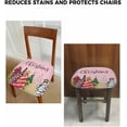 thumbnail image 5 of Dining Room Chair Seat Covers Set of 4, Cartoon Christmas Tree Removable Stretch Chair Seat Cushion Slipcovers Protector for Holiday Party Festival Decoration Winter Snowflake on Pink, 5 of 5