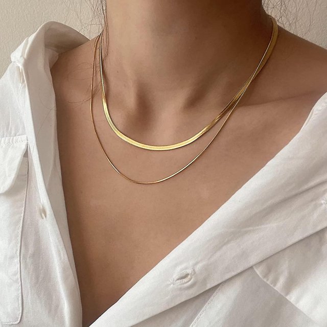 Wabjtam Collar de cadena de serpiente de oro Collar de espiga Collar de oro Joyería de regalo para mujeres y niñas