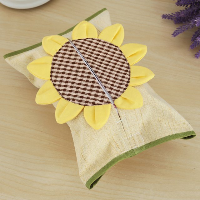 Creative Cartoon Cotton Tissue Box Cover Napkin Tissue Holder Container Napkin Car Tissue Box Wet Wipes Box, Sun Flower