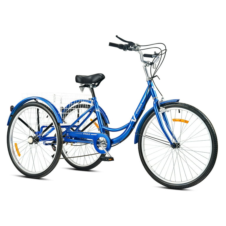 Viribus 24/26 7-Speed Adult Trike Tricycle 3-Wheel Bike w/Basket for  Shopping