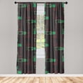 thumbnail image 3 of Ambesonne Emoji Curtains, On Off Button Faces Print Art, Pair of 28"x84", Sea Green Dark Coral, 3 of 5