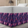 thumbnail image 1 of Geometric Bed Skirt, Christmas Themed Polka Dots Stars Snowflakes Triangles and Zigzags, Elastic Bedskirt Dust Ruffle Wrap Around for Bedding Decor, 4 Sizes, Dark Indigo Coral Pink, by Ambesonne, 1 of 2