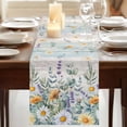 thumbnail image 3 of Table Runners 120 Inches Long Dress Scarves, Floral Eucalyptus Leaves Farmhouse Coffee/Dining/Kitchen Table Runner for Living Room, Daisy Summer Botanical Wooden 13x120 Inch, 3 of 9