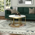 thumbnail image 4 of Evelyn&Zoe 35" Gold/Faux Marble Metal/Faux Marble Coffee Table, 4 of 5