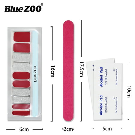 - BlueZOO 40Pcs Nail Polish Stickers with Nail File Solid Color Shine Nail Wraps Self-adhesive Nail Art Decals