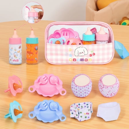 7-Piece Feeding & Caring Set with Magic Bottles Pacifiers Reusable Diapers Bibs & Plate Set 3+