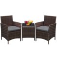 thumbnail image 2 of Devoko 3 Pieces Patio Conversation Set PE Rattan Wicker Chairs Outdoor Furniture Set, Brown/Gray, 2 of 7