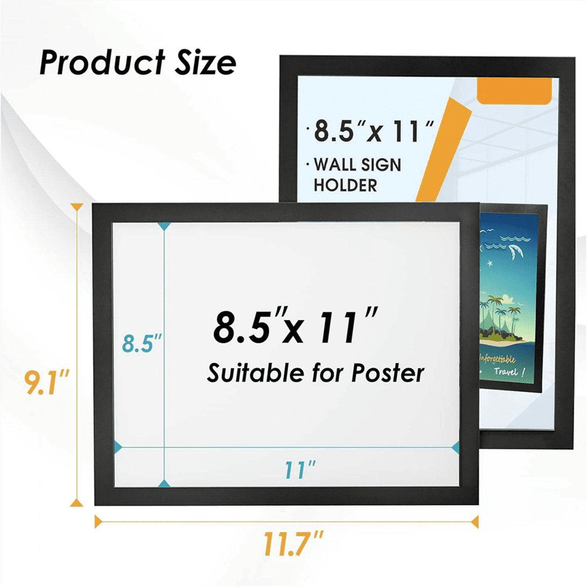 Sign Holder 8.5 x 11 Wall Mount, Magnetic Clear Plastic Sign
