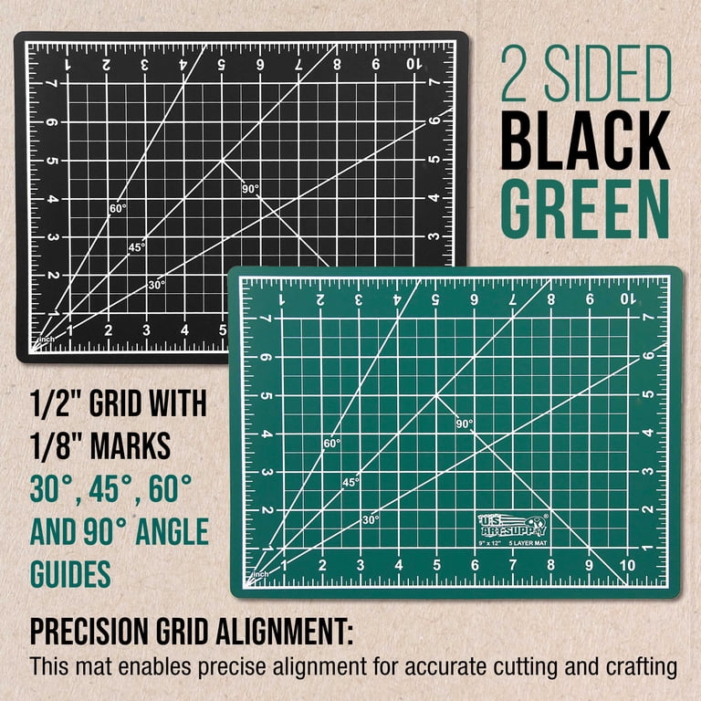 U.S. Art Supply 9x12 in Self-Healing Cutting Mat, Green/Black photo 3