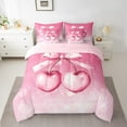 thumbnail image 2 of 7 Pcs Pink Cherry Bowknot Comforter Queen,Bow Tie Girly Princess Women Bedding Set,Glitter Starry Sky Gradient Sweet Dreamy（Comforter+Fitted+Flat+2 Pillowcases+2 Throw Pillow Covers）, 2 of 5