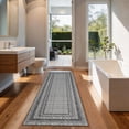 thumbnail image 3 of FairOnly Non Slip 2'x6'Geometric Area Rug for Bedroom Machine Washable Low Pile Non Slip Rug for Kitchen Hallway,Black Grey, 3 of 7