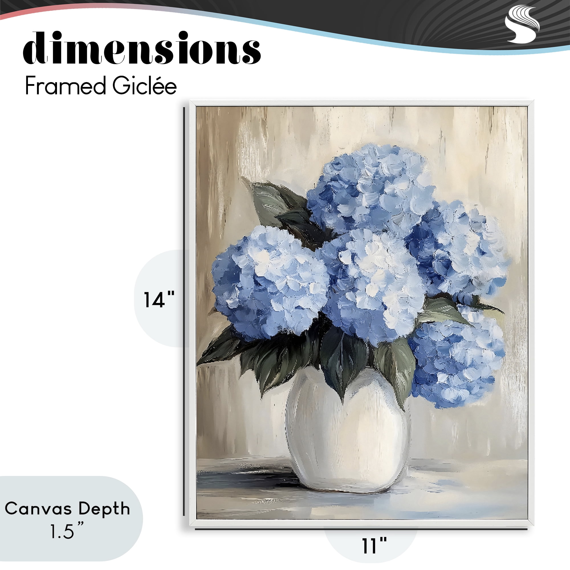 Stupell Industries Painted Hydrangeas in White Vase White Framed Giclee Art, design by Creative Studio