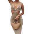 thumbnail image 3 of Vestido con parte delantera retorcida de punto Vestido con parte delantera retorcida Vestido maxi con parte delantera retorcida Correa de espagueti de punto Sin espalda Mujer, 3 of 8