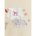 thumbnail image 4 of 2-Piece Little Girls Skirt Clothing Set 12 18 24 Months 2T 3t 4T 5T Long Sleeve Letter Embroidered Sweatshirt Butterfly/Heart Puffy Gauze Skirt Outfits, 4 of 9