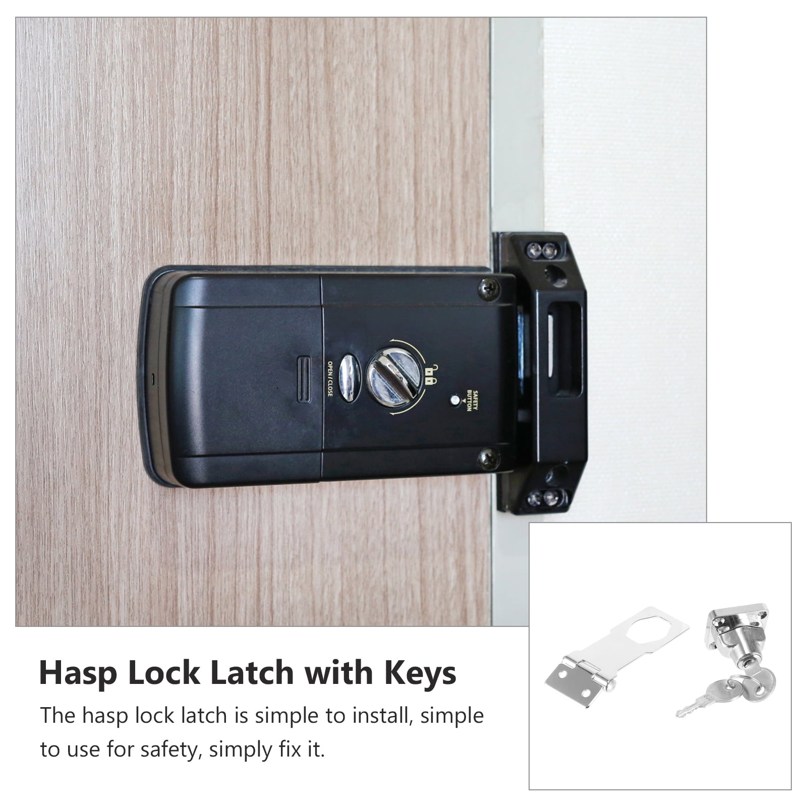 4 Sets No Punching Hasp Lock Cabinet Knobs Safety Locks Keyed Child Proof Door Latches with Keys