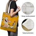 thumbnail image 3 of Cow and Chicken Bolso de tela con estampado de lienzo para mujer, bolsa de compras reutilizable y estética, con cremallera interior, regalo para mujer,40*45cm., 3 of 6