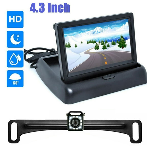 4.3inch HD Monitor Car Backup Reverse Camera Rear View Parking License Plate System
