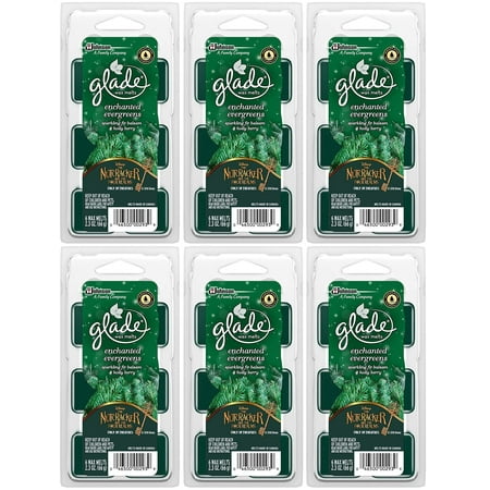 Glade Wax Melts Air Freshener - Holiday Collection 2018 - Enchanted Evergreens - Net Wt. 2.3 OZ (66 g) Per Package - Pack of 6 Packages
