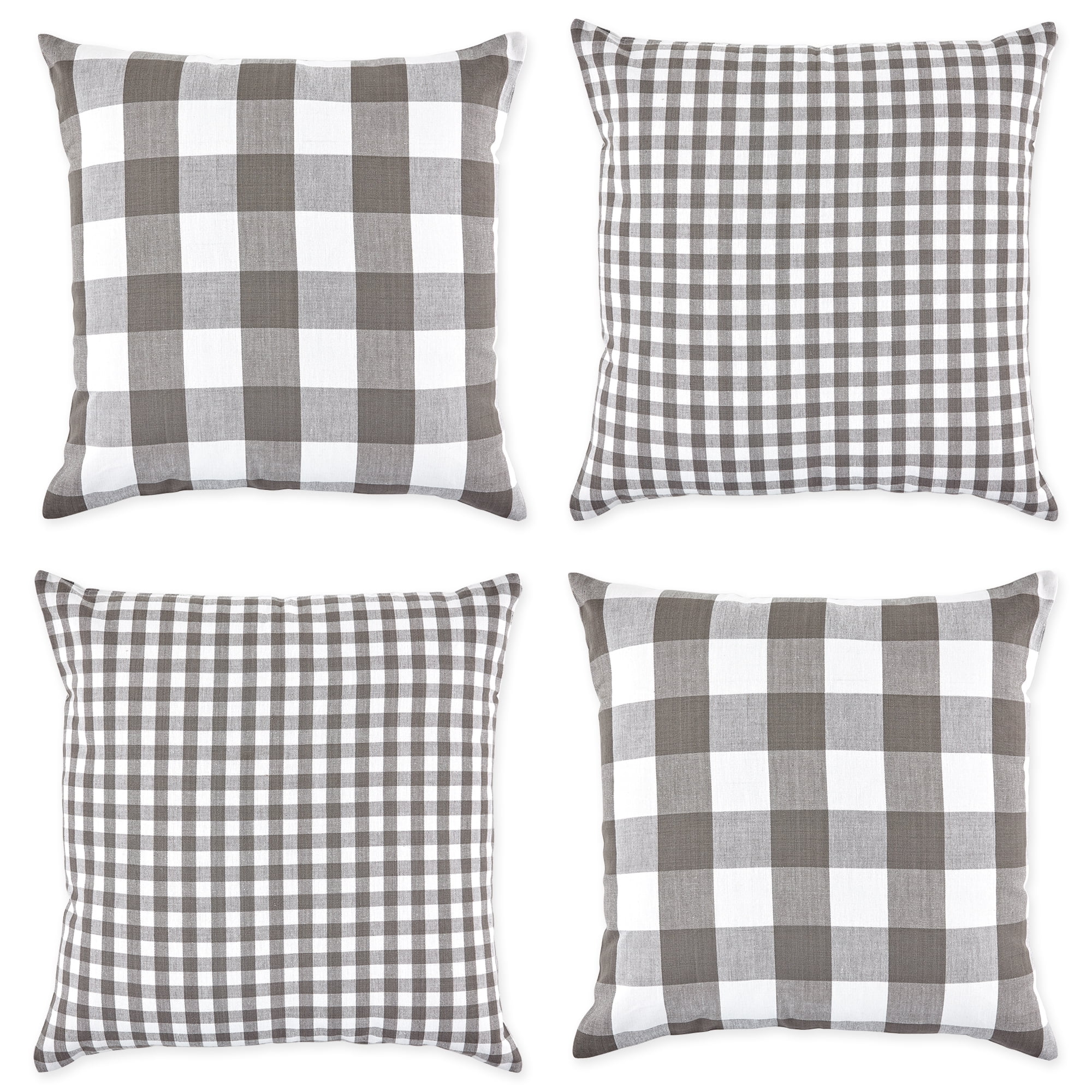 DII Throw Pillow Cover Collection Decorative Square 18x18 Autumn Plaid 4 Piece