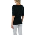 thumbnail image 5 of ToBeInStyle Women's Textured Mid-Sleeve V-Neck Cable Knit Sweater - Black - M, 5 of 7