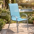 thumbnail image 6 of Pirecart Patio Dining Set of 5, Outdoor Furniture Set with 4 Stackable Textilene Armchairs & Square Table, Light Blue, 6 of 15