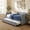 Navy-With Trundle, variant on Twin Size Upholstery Daybed with Trundle and USB, Twin to King Design Adorable Wave Shaped Extendable Linen Sofa Bed Cozy Gingham Daybed, for Living Room and Bedroom