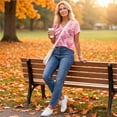 thumbnail image 3 of JULMCOMO Breast Cancer Awareness Shirts for Women V Neck Breast Cancer Survivor Support Graphic Tees Short Sleeve Loose Casual T-Shirts Light pink S, 3 of 6