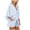 Light Blue, variant on UYISJ Women's Summer Trendy Casual Rompers V Neck Tie Front Short Jumpsuits Striped 3/4 Sleeve Loose Rompers With Pockets Khaki XL