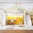 thumbnail image 2 of Leumius Twin Size Metal Loft Bed with Slide & Ladder, Metal Loft Bed with Storage Drawers and Hanging Area, LED Lights,Antique White, 2 of 17