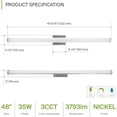 thumbnail image 2 of ASD LED 48 Inch Wall Mount Vanity Lighting Fixture | 35W 3800LM 3000K-5000K 120V | 3CCT, Dimmable, Energy Star, ETL Listed | Bathroom Linear Light Bar, Long Tube Bath Sconce | Nickel, 2 of 9