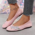 thumbnail image 4 of Willtoo Slip On Flats for Women Round Toe Low Cut Rhinestone Floral Shoes 2026 Faux Suede Lightweight Shoes Non Slip Rubber Sole Daily Casual Footwear, 4 of 5