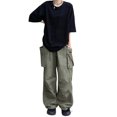 thumbnail image 2 of VISgogo, pantalones cargo de primavera y verano para mujer, pantalones informales con cordones y varios bolsillos de Color sólido VISgogo  moda, 2 of 9