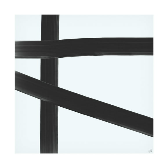 Canvas Wall Art - Line and Brush 'Three Brushed Lines 1' Wall Art for Living Room, Bedroom, or Office Décor by Trademark Fine Art - 14 x 14 Inches