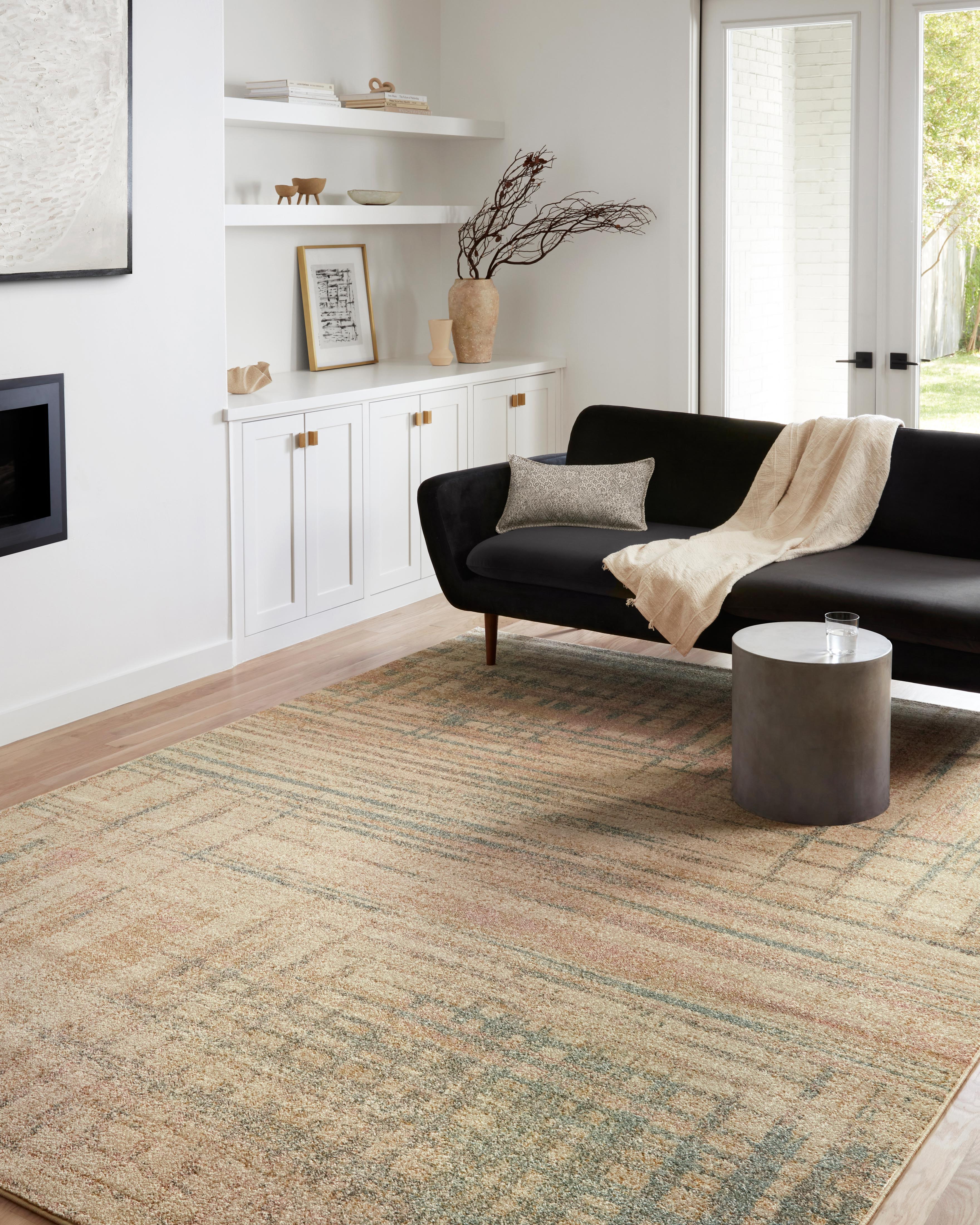 Loloi Bowery BOW-07 Beige / Multi Abstract Area Rug 18" x 18" Sample