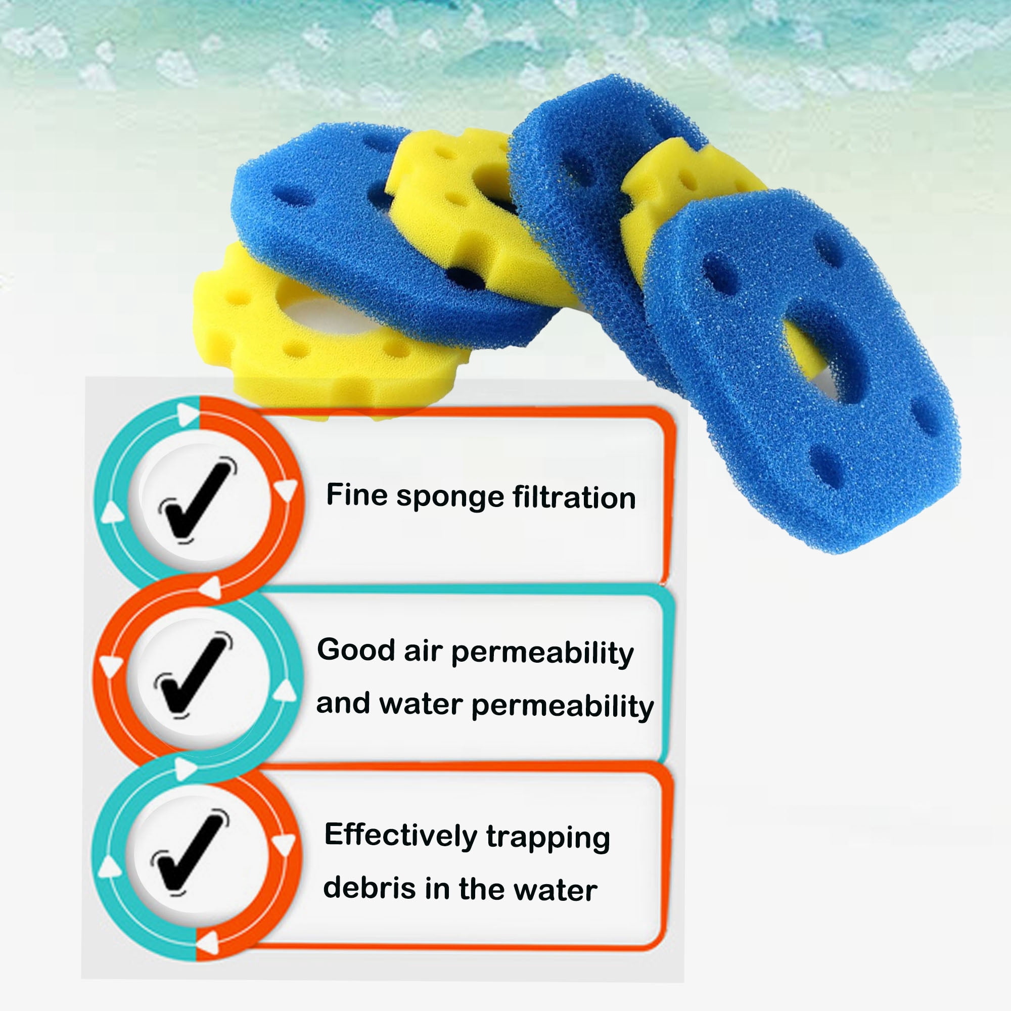 Delapan Coarse and Fine Pads,Sponge Pond Filter Pad Replacement for CPF-250 CPF-180 Pump filter, 6-Pack