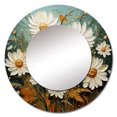 thumbnail image 3 of Designart "White And Teal Daisy Charm II" Daisies Rund Mirror For Wall Decor - Large White Round Printed Mirror - Traditional Round Mirror 23" x 23" Inch, 3 of 6