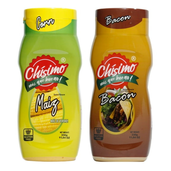 Chisimo Creamy Corn Sauce and Smoky Bacon Sauce 2 - Pack, Perfect for Dipping, Drizzling, Toppings, and More, Non-GMO, Small Batch, 11.64 oz x 2