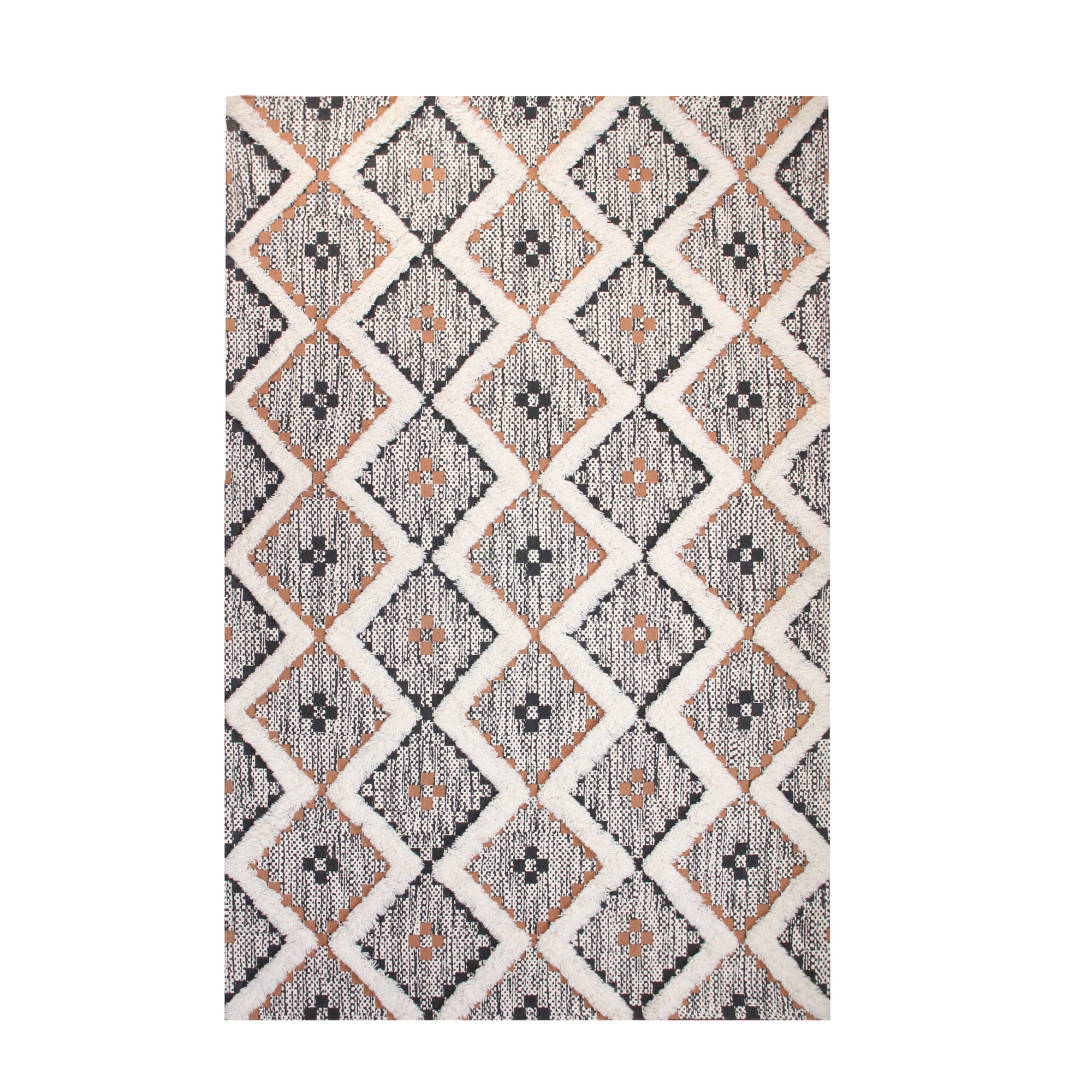 Geometric Farmhouse Tufted Wool Area Rug Geometric Farmhouse Tufted Wool Area Rug