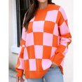 thumbnail image 1 of Women's loose plaid sweater pullover, 1 of 2