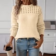 thumbnail image 4 of Sevevn Women's Fashion Loose Solid Colors Hollow Out Sweater Long Sleeve Round Neck Sweater Top, 4 of 6