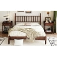 thumbnail image 2 of Euroco Wood Retro Style Queen Size Platform Bed with Slats for Living Room, Walnut, 2 of 8