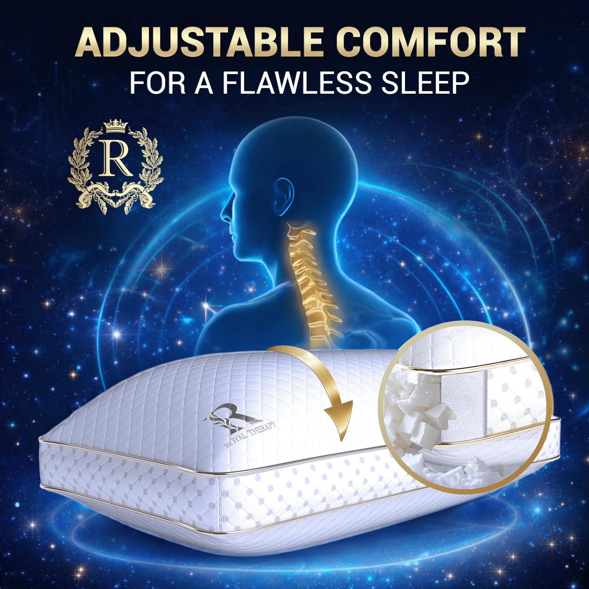 King Memory Foam Pillow  Adjustable Shredded Odor-free For Neck & Shoulder Support Side Sleepers Airflowpro