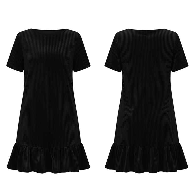 black velvet mini dress short sleeve Short Black Velvet dress XL