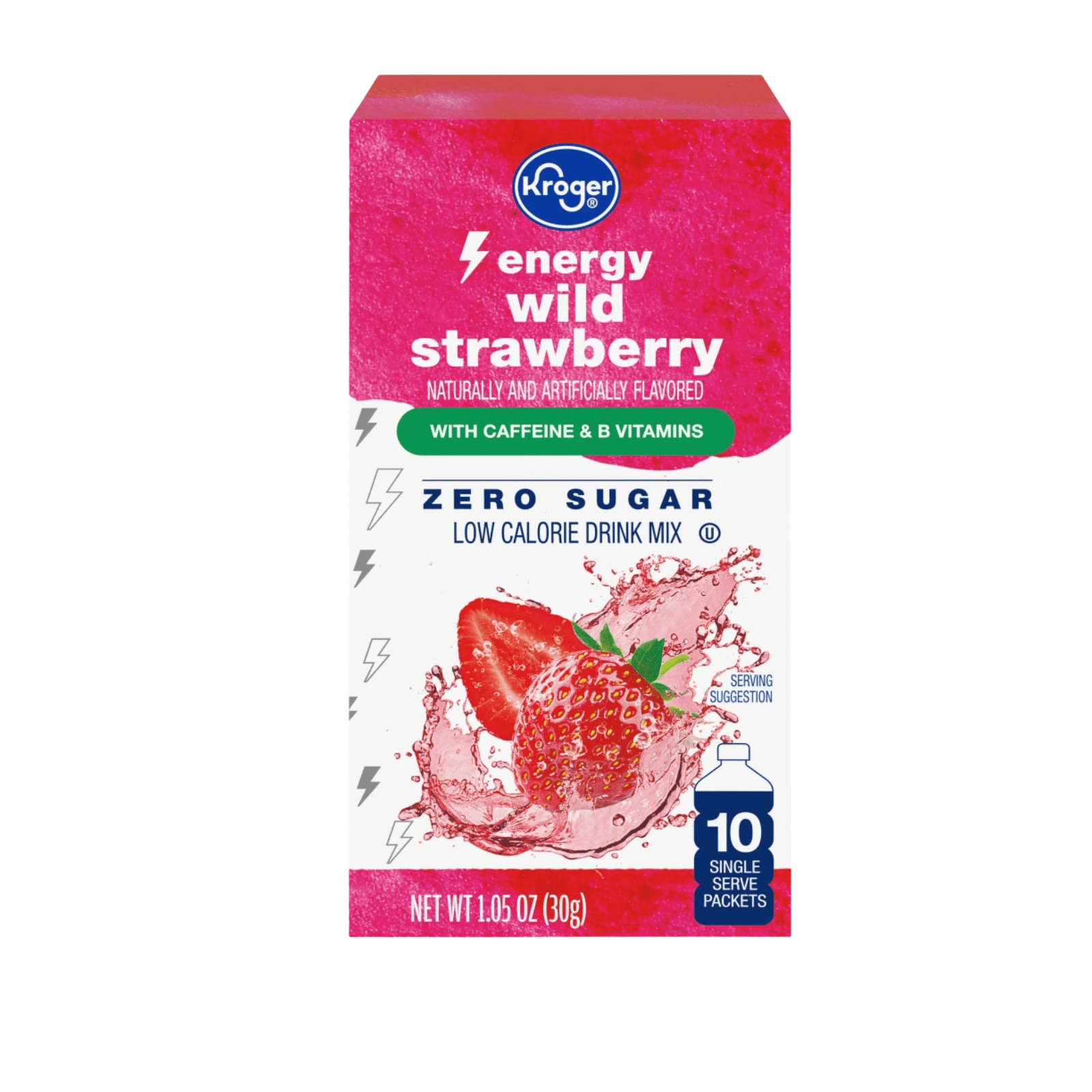 KG Energy Wild Strawberry Drink Mix Zero Sugar With Caffeine B Vitamins Low Calorie , 1.05 oz 3 Pack + Bonus