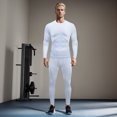 thumbnail image 2 of IWRICH Men's Compression Outfits Cool Long Sleeve Athletic Sets 2 Piece Sports Base Layer Workout Leggings White XL, 2 of 8